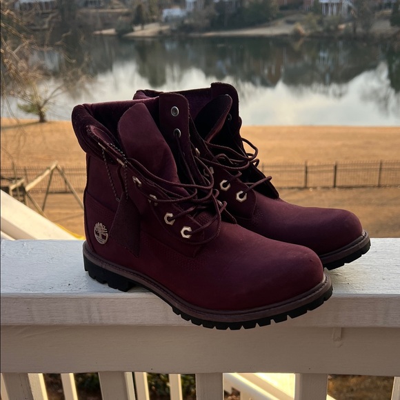 Timberland Shoes - Limited Edition Burgandy Velvet Timberland Boots women's size 9